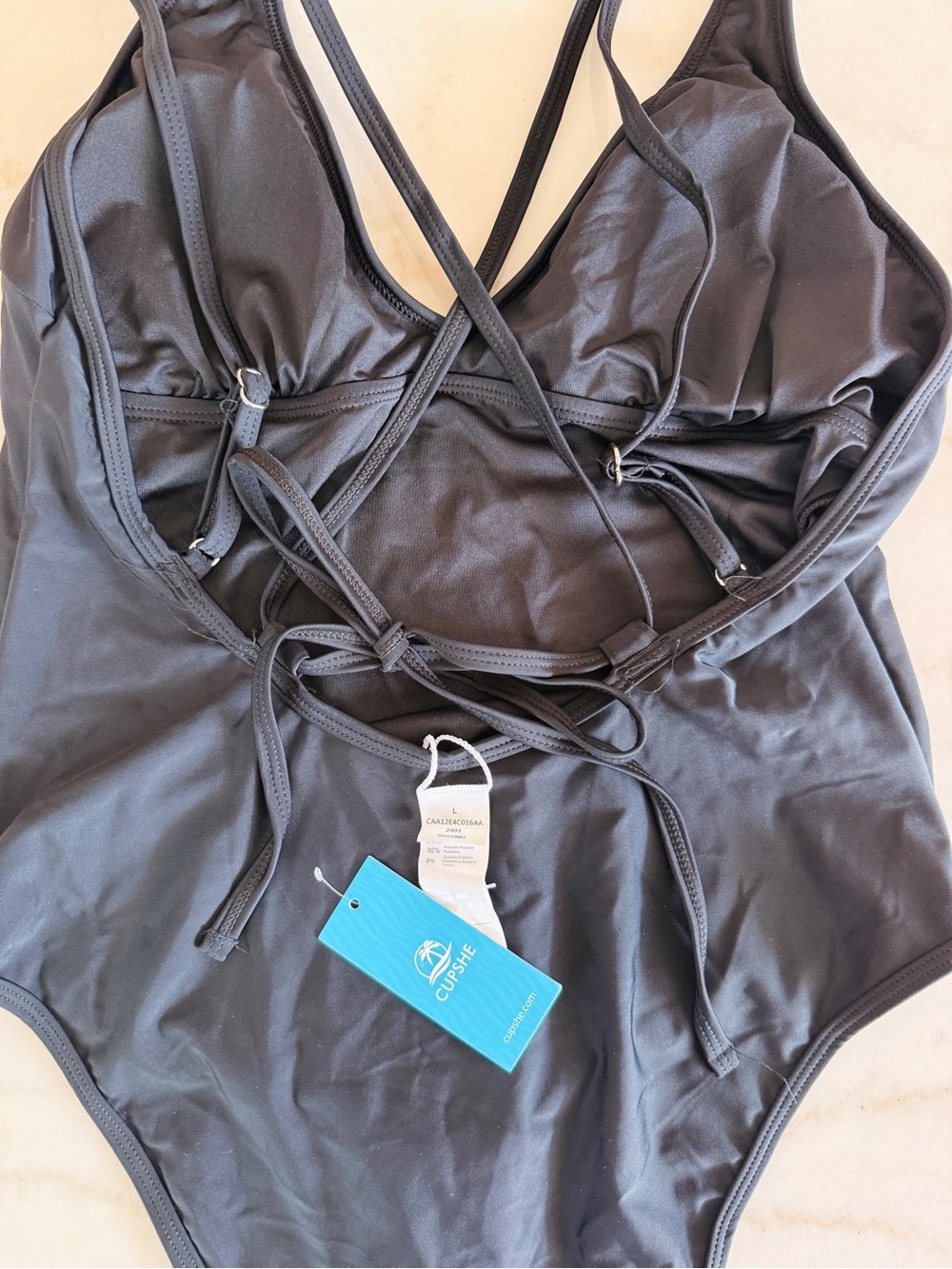 Cupshe Black One-Piece Swimsuit with Crisscross Back - Picture 3 of 3